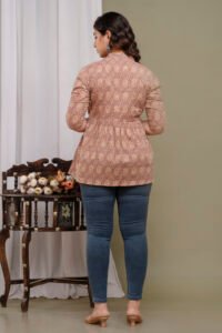 Ausuda Women Pure Cotton Printed Peplum Top | Casual Ethnic Cotton Tunic for Women
