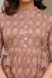 Ausuda Women Pure Cotton Printed Peplum Top | Casual Ethnic Cotton Tunic for Women