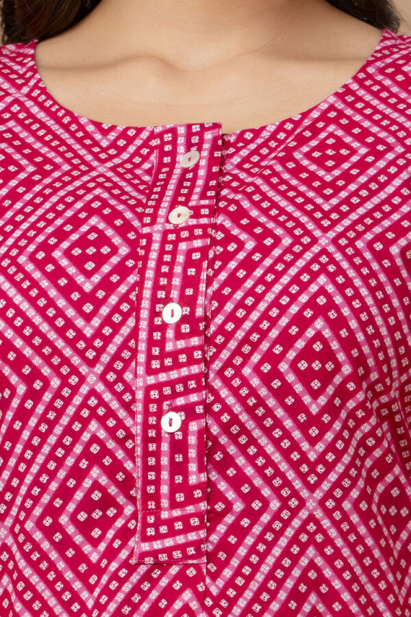 Ausuda Women Pure Cotton Pink Geometric Printed Short Kurti | Casual Ethnic Wear for Everyday Comfort
