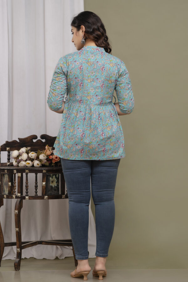 Ausuda Women Pure Cotton Floral Printed Peplum Top | Casual Ethnic Cotton Tunic for Women