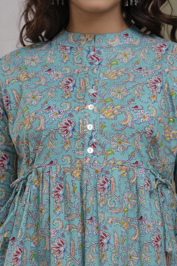Ausuda Women Pure Cotton Floral Printed Peplum Top | Casual Ethnic Cotton Tunic for Women