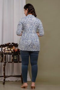 Ausuda Women Pure Cotton Floral Printed Peplum Top | Stylish Casual Cotton Top for Women