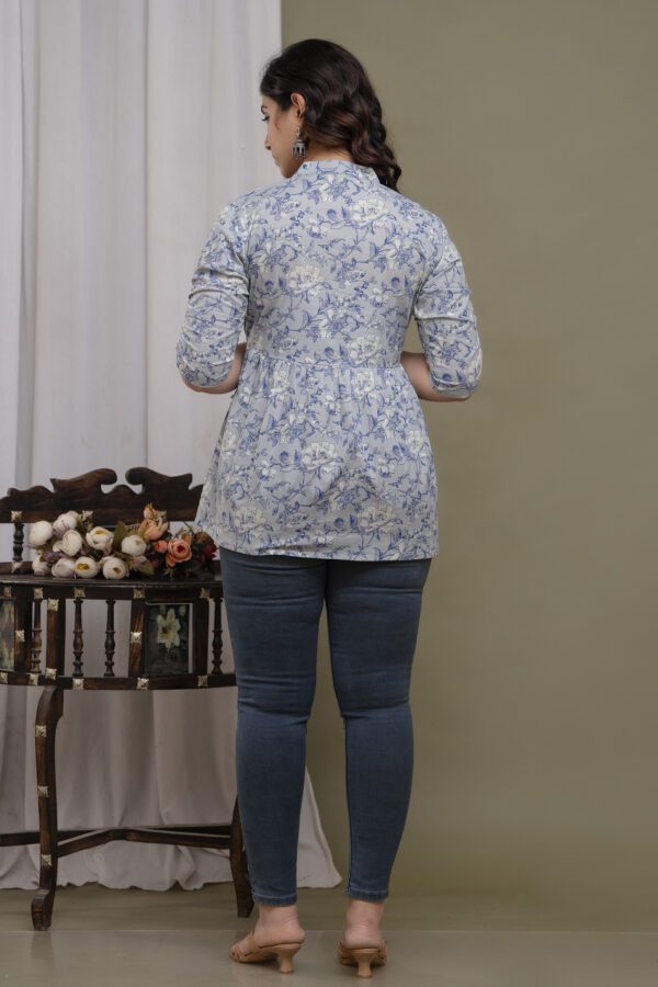 ASD_Top-2003-C Ausuda Women Pure Cotton Floral Printed Peplum Top | Stylish Casual Cotton Top for Women