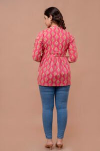 Ausuda Women Pure Cotton Printed Peplum Top | Casual Ethnic Cotton Tunic for Women