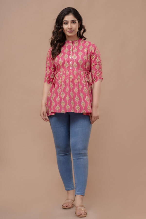 Ausuda Women Pure Cotton Printed Peplum Top | Casual Ethnic Cotton Tunic for Women