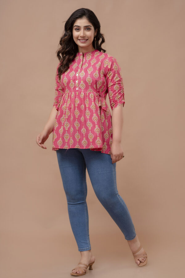 Ausuda Women Pure Cotton Printed Peplum Top | Casual Ethnic Cotton Tunic for Women