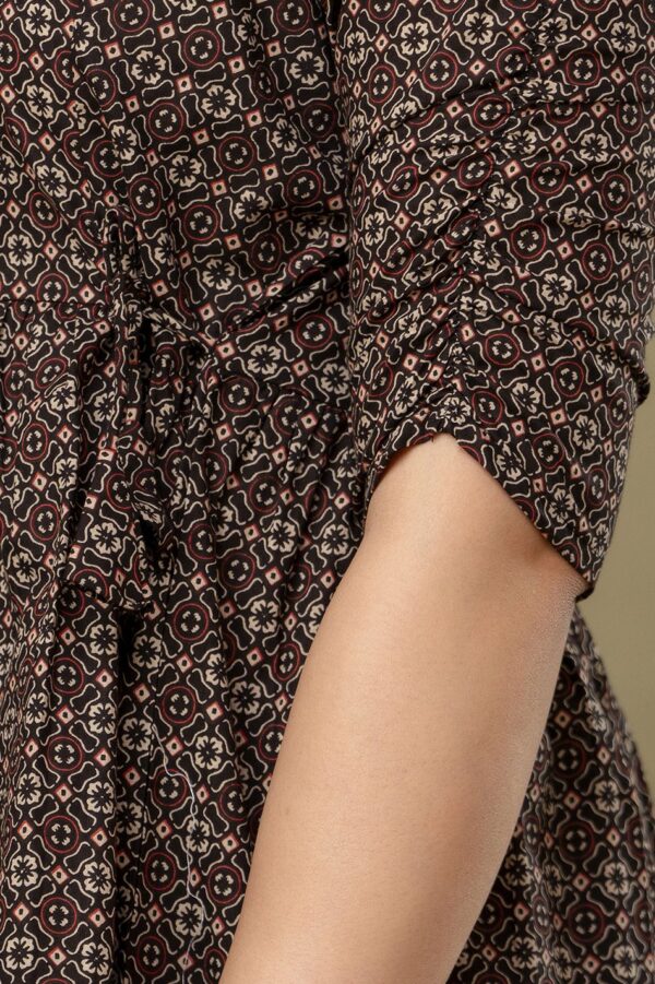 ASD_Top-2012-I Ausuda Women Pure Cotton Black Geometric Printed Peplum Top | Casual Ethnic Cotton Tunic for Women