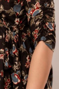 Ausuda Women Pure Cotton Black Floral Printed Peplum Top | Casual Ethnic Cotton Tunic for Women