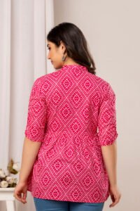 Ausuda Women Pure Cotton Pink Geometric Printed Peplum Top | Casual Cotton Tunic for Women