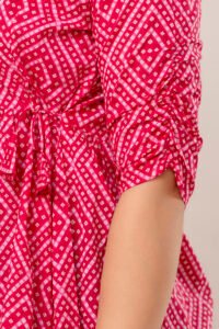 Ausuda Women Pure Cotton Pink Geometric Printed Peplum Top | Casual Cotton Tunic for Women