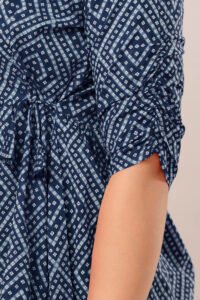 Ausuda Women Pure Cotton Navy Blue Printed Peplum Top | Casual Cotton Tunic for Women